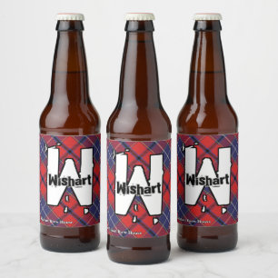 Happy Scotsman Clan Wishart Tartan Monogram Beer Bottle Label