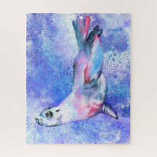 Happy Seal Swimming Puzzle Painting