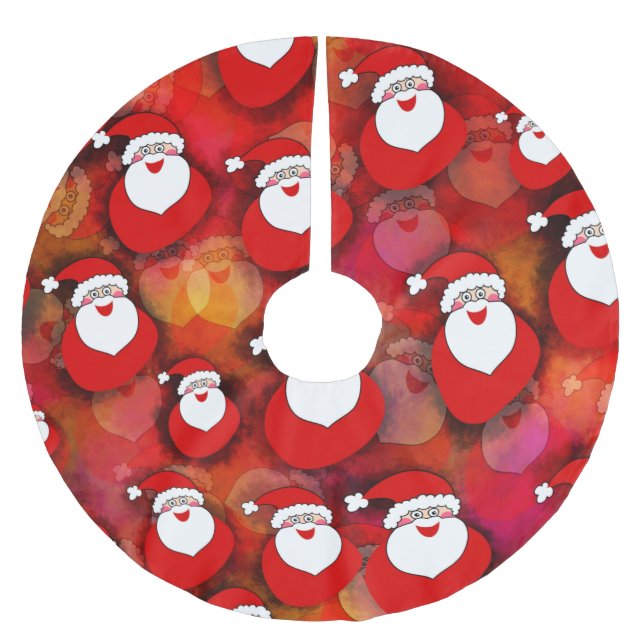Happy Seamless Santa Claus Pattern Brushed Polyester Tree Skirt (Front)
