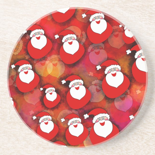 Happy Seamless Santa Claus Pattern Coaster (Front)