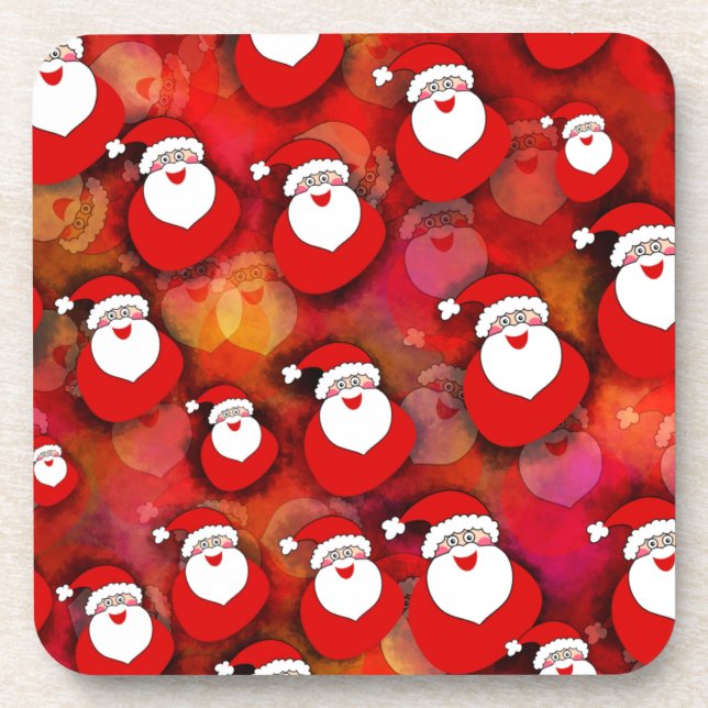 Happy Seamless Santa Claus Pattern Coaster (Front)