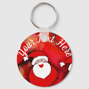 Happy Seamless Santa Claus Pattern Key Ring