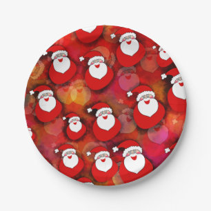Happy Seamless Santa Claus Pattern Paper Plate