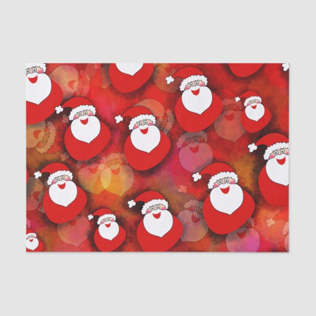 Happy Seamless Santa Claus Pattern Tissue Paper (Front)