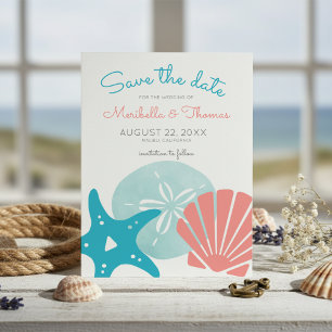 Happy Seashore Nautical Beach Seashell Wedding Save The Date