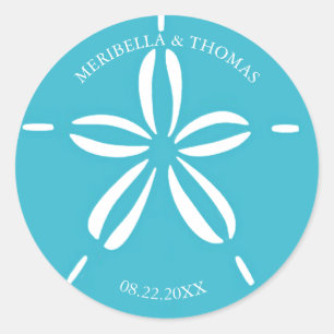 Happy Seashore   Tropical Beach Sand Dollar Classic Round Sticker