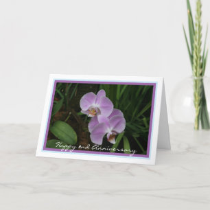 Happy Second Wedding Anniversary w/ Purple Orchids Card