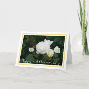 Happy Second Wedding Anniversary, w/ White Roses Card