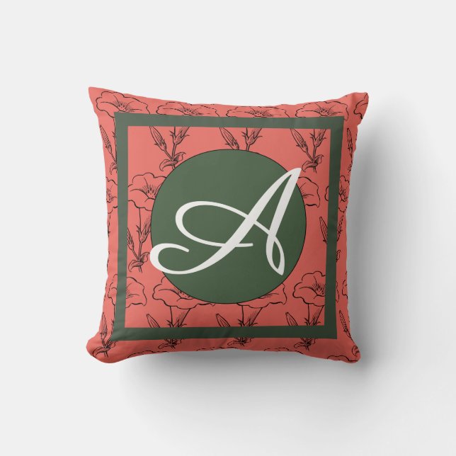 HAPPY SEED FLOWER COTTON THROW PILLOW W/ MONOGRAM (Front)