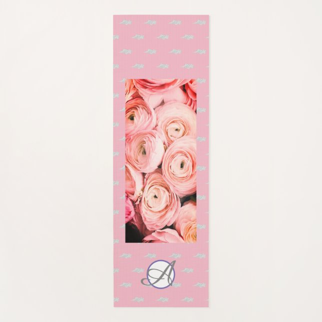 HAPPY SEED YOGA MAT WITH ROSES AND CUSTOM INITIAL (Front)