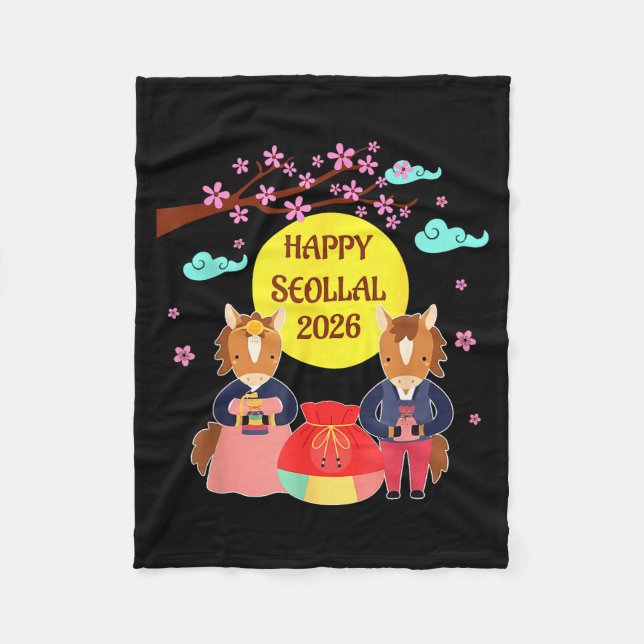 Happy Seollal 2026 Korean Lunar New Year Of The Ho Fleece Blanket (Front)