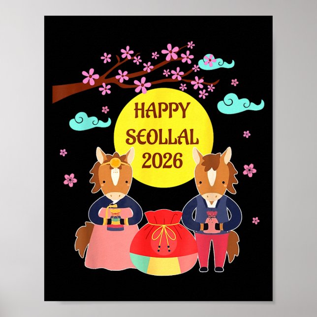 Happy Seollal 2026 Korean Lunar New Year Of The Ho Poster (Front)