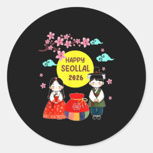 Happy Seollal Korean Lunar Matching Classic Round Sticker