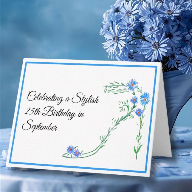 Happy September 25th Birthday Blue Aster Flowers Card (Creator Uploaded)