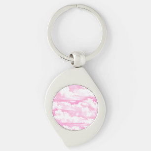 Happy Serene Pink Clouds decor Key Ring