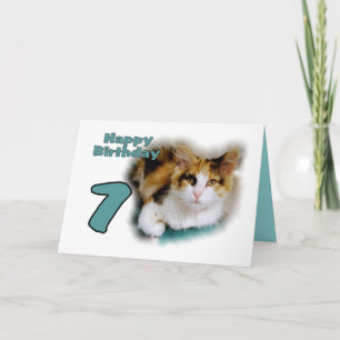 Happy Seventh Birthday Calico Cat Card