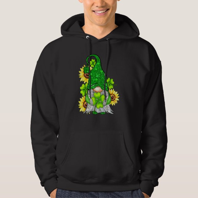 Happy Shamrock Day St Patrick's Day Gnome Sunflowe Hoodie (Front)
