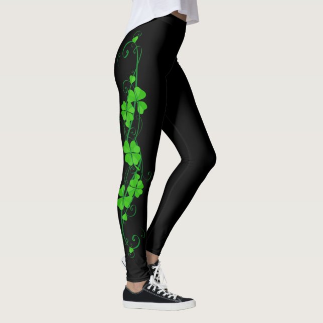Happy Shamrock green floral Leggings (Right)