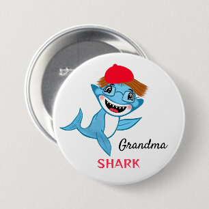 Happy Shark Family Grandma Shark 7.5 Cm Round Badge
