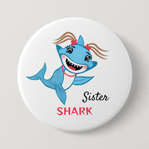 Happy Shark Family Sister Shark 7.5 Cm Round Badge
