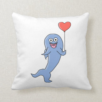 Happy Shark with Heart Shaped Balloon. Cushion