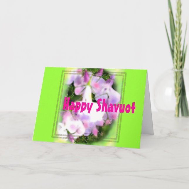 HAPPY SHAVUOT Hebrew lilac flowers Card (Front)