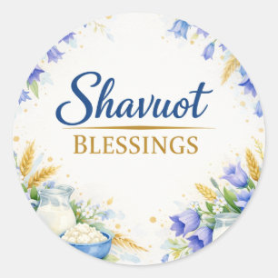 Happy Shavuot Sticker, Bluebells Classic Round Sticker