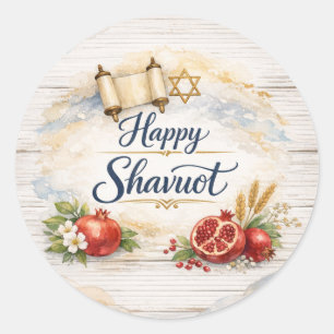 Happy Shavuot Sticker, Chag Shavuot Sameach Classic Round Sticker