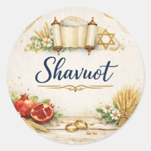 Happy Shavuot Sticker, Jewish Holiday  Classic Round Sticker