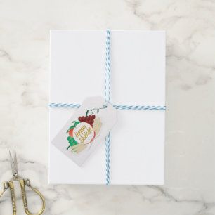 Happy Shavuot - Text, fruits and wheat Gift Tags