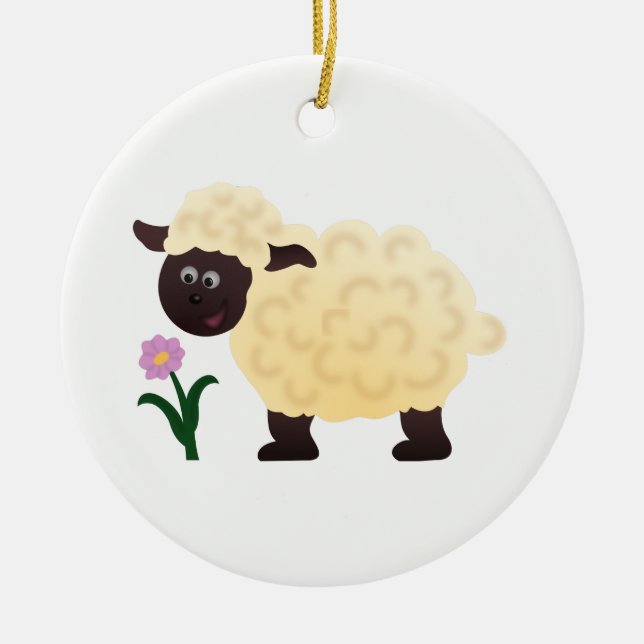 Happy Sheep Ceramic Ornament (Front)