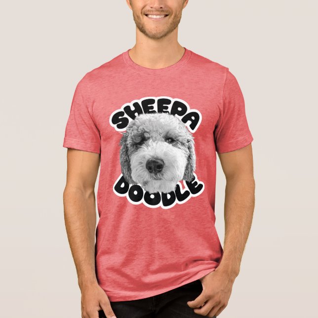 happy sheepadoodle-text Tri-Blend shirt (Front)