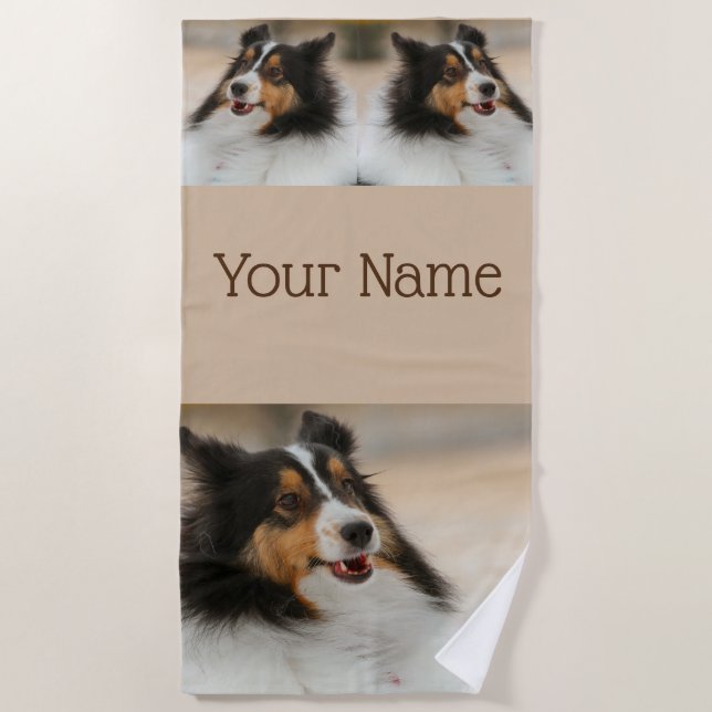 Happy Shelty  Beach Towel (Front)