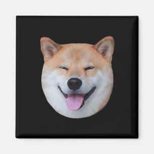 Happy shiba inu face   Smiling dog gift Magnet