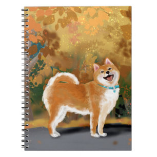 Happy Shiba Inu Smiling in In the beautiful autumn Notebook