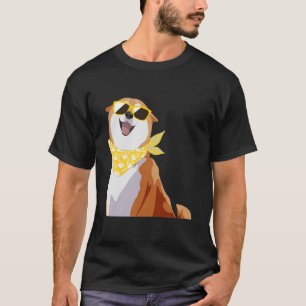 Happy Shiba Inu - Yellow Shades And Bandanna T- T-Shirt