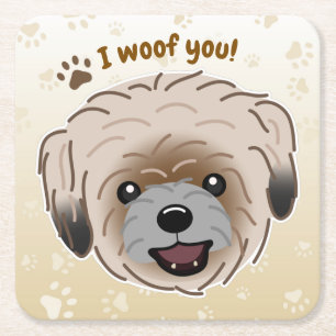 Happy Shih Tzu Dog Lover I Woof You Paws Square Paper Coaster