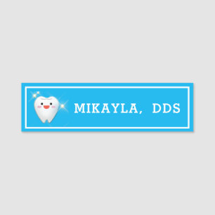 Happy Shiny Tooth Dental Name Tag