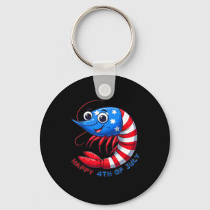 Happy Shrimp Celebrate 4th Of July Kids Men Women Key Ring