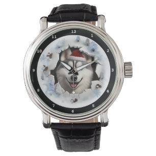 Happy Siberian Husky Puppy Winter Holiday Image Watch