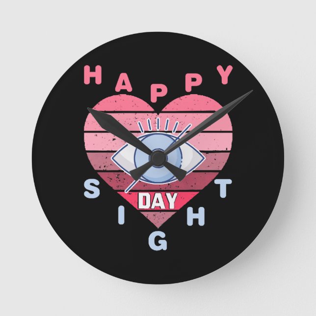 Happy Sight Day Round Clock (Front)