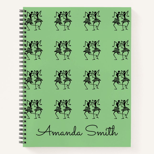 Happy Silhouette Dancers Green    Notebook (Front)