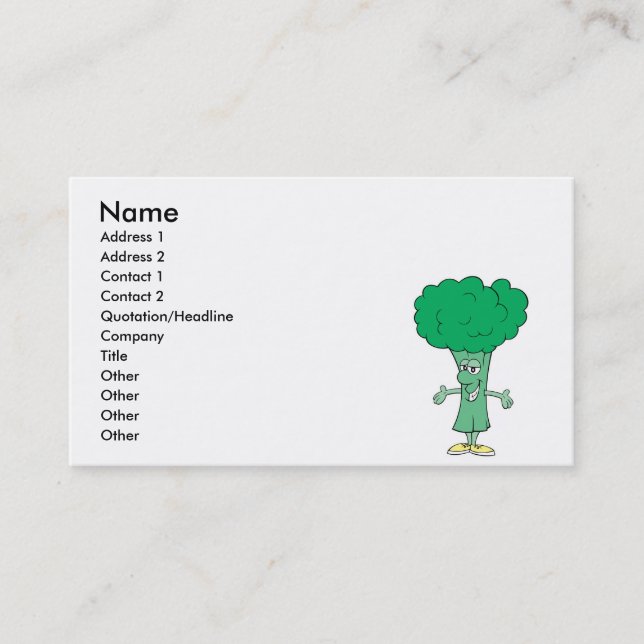 happy silly broccoli cartoon business card (Front)