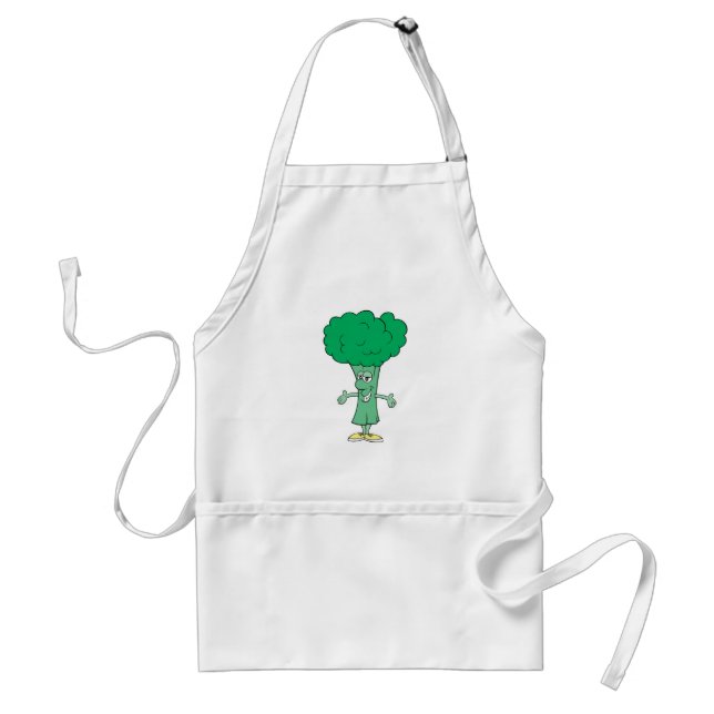 happy silly broccoli cartoon standard apron (Front)