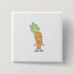 happy silly carrot cartoon 15 cm square badge