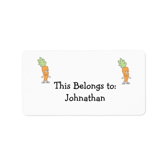 happy silly carrot cartoon label (Front)