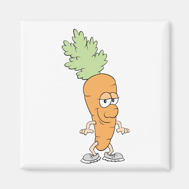 happy silly carrot cartoon magnet (Front)