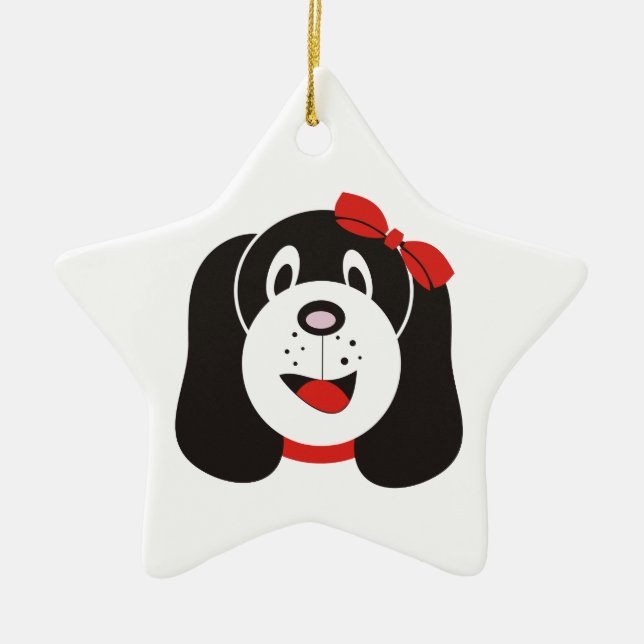 Happy silly puppy custom ornament (Front)