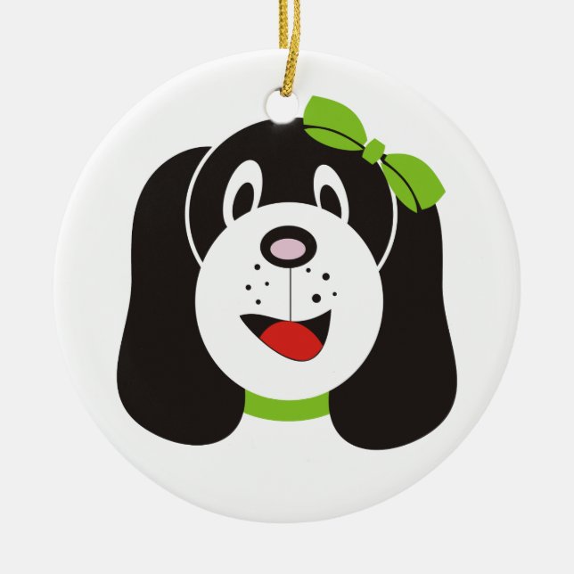 Happy silly puppy custom ornament (Front)