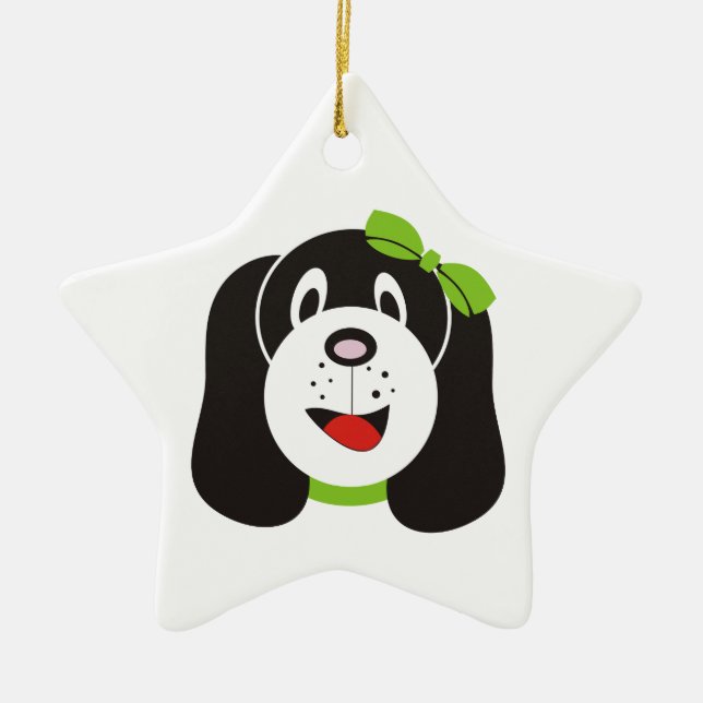 Happy silly puppy custom ornament (Front)